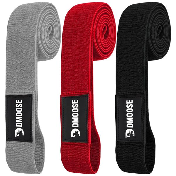 DMoose Fabric Resistance Bands for Working Out, Long Workout Bands, Pull Up, Thick Cloth, Long Resistance Band, Non Slip Long Bands for Working Out (Pack of 3)