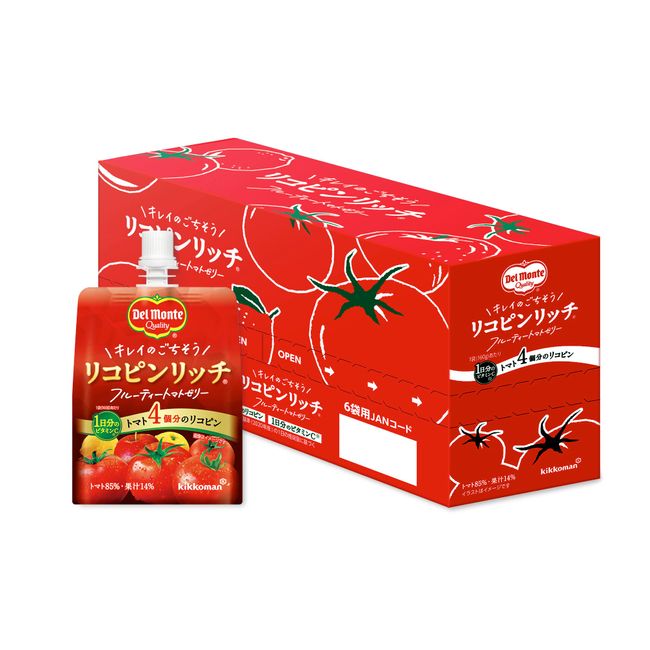 Del Monte Lycopene Rich Fruity Tomato Jelly (Jelly Beverage) 5.6 oz (160 g) x 6 Packs