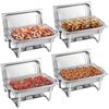 4 Pack Full Size Chafing Dish Set Stainless Steel Frame Chafers w/ Foldable Legs