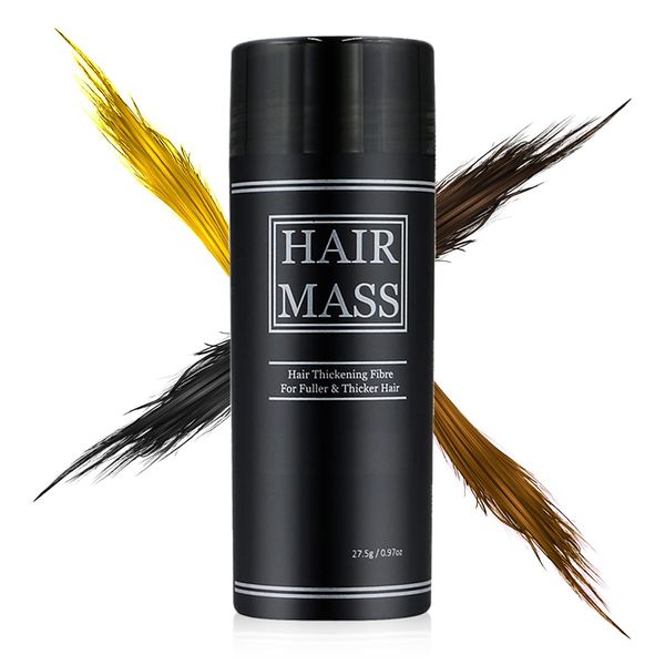 HAIR MASS | 27.5g Hair Thickening & Building Fibers for Thinning Hair | Natural Ingredients | Undetectable Fibres | Thin To Thicker Hair in Seconds | Unisex Hair Loss Concealer Fibre (LIGHT BROWN)