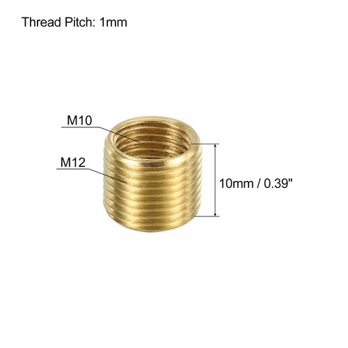 PATIKIL M12 to M10 Fine Thread Adapter Reducer Thread Reducing Nuts Insert, 5 Pack 10mm Threaded Hollow Tube Adapter Brass Coupler Connector Pipe Fitting