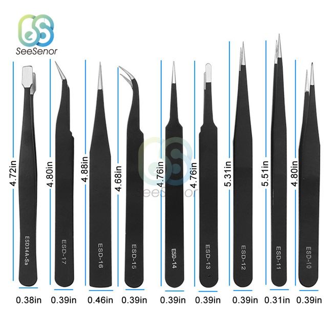 BEST-ESD Stainless steel flat round tip tweezers for electronics repairing