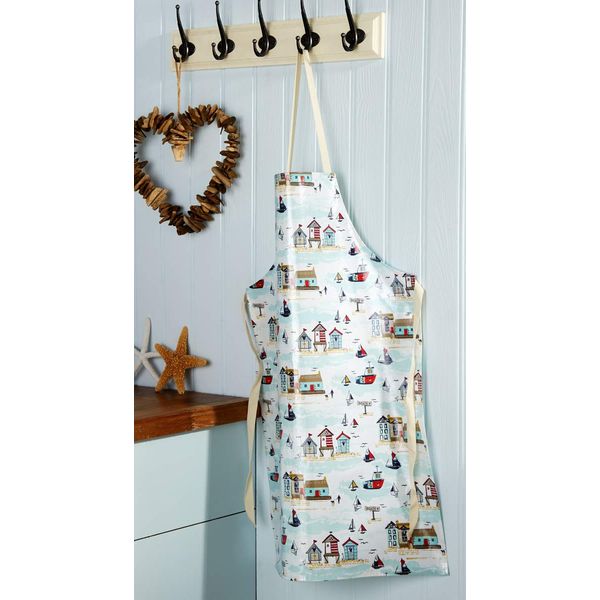 Cooksmart British Designed Waterproof PVC Apron | Wipe Down Aprons For Women & Men For Cleaning Or Kitchen | Waterproof Apron For Women & Men - Seaside