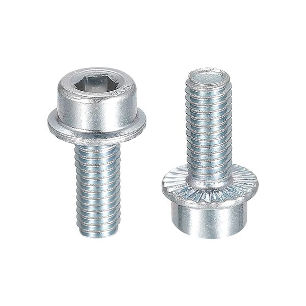 sourcing map M5x12mm Flanged Socket Head Cap Screws, 20pcs 8.8 Grade Carbon Steel Hex Socket Head Serrated Flange Bolts Machine Screws