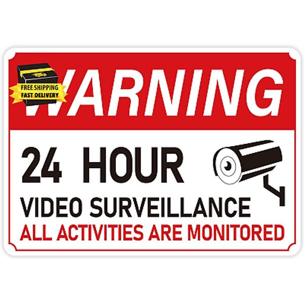 Video Surveillance Sign Sticker，Self-Adhesive Waterproof and UV Protected Securi