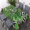 Walmsco Tablecloth Green Leaves Tropical Geometric Patterns Decor For Dining Room Kitchen Rectangular Table Cover 132 * 178cm