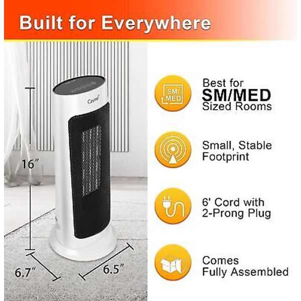 Electric Tower Space Heater 1500W for Indoor Use Large Room with Remote