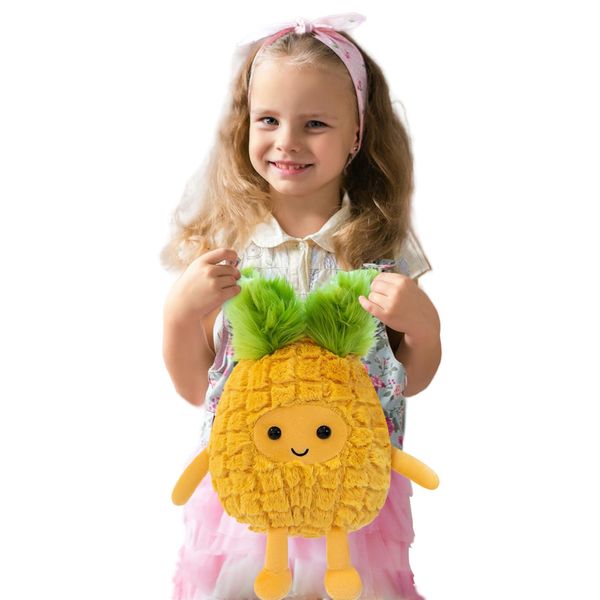 Fruit Pineapple Stuffed Animals Plush Toys - Super Soft & Washable, Adorable Kids Character Animal Pillows, Perfect for Room Decor, Gifts for Ages 3+, Showcase Your Mood (Yellow-Pineapple,11 inch)