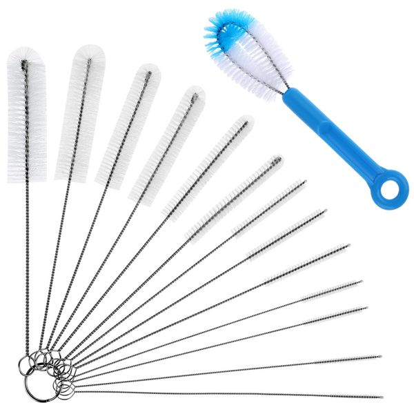 14PCS Bottle Brushes for Cleaning, Nylon Drinking Straw Cleaner Pipe Tube Cleaning Brushes Set Small Cleaning Brushes for Difficult Places to Reach