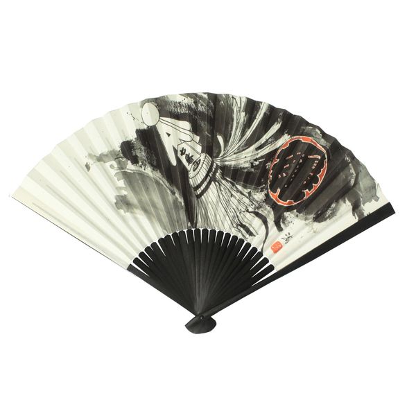 Hand Fan Hand Painted 纏 Men's White Approximately/23 cm