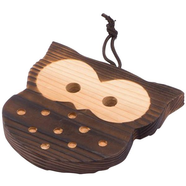 Yamashita Kogei 40240 Pot Trivet, Brown, W 5.9 x D 5.5 inches (15 x 14 cm), Made in Japan, Grilled Cedar, Owl