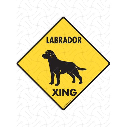 Warning! Labrador Xing Sign - Caution Labrador Retriever Crossing Sign (6" x 6") - Exterior Rust Free Aluminum Pet Dog Sign with Weatherproof and UV Protection - Warning Beware of Yard Sign - 6" x 6"