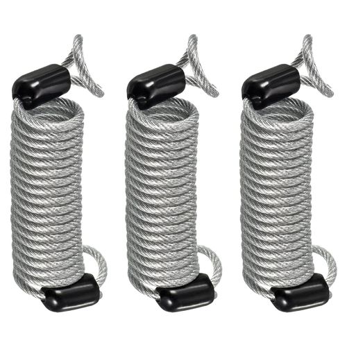 M METERXITY 3 Pack Disc Lock Security Steel Cable - Plastic Coated Spring Reminder Wire Anti-Theft Rope, Apply to Outdoors Protection (2.5mmx1m, Transparent)