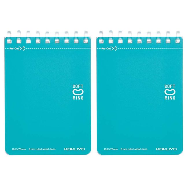 Kokuyo Memo Book, Soft Ring, Dotted B Ruled, A7, 50 Sheets, Set of 2, Blue, ME-SV371BT-LBX2SET