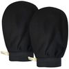 MainBasics Korean Exfoliating Mitts - Dead Skin Remover for Body - Tan Remover Mitt & Shower Scrub - Deep Exfoliator Exfoliating Gloves for Soft & Smooth Skin - 100% Viscose Fiber (1 Pair, Black)