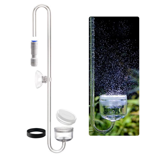 Clscea Total Length 9.8 inches (25 cm) Co2 Diffuser, Acrylic Bubble Counter, CO2 Stone, Integrated Backflow Check Valve, Ceramic Plate Replaceable, Suitable for Medium/Small Aquariums, Size M, Total