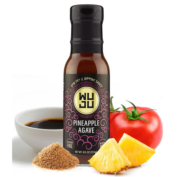 WUJU Pineapple Agave Sauce - Naturally Gluten Free Sweet And Sour Sauce - Unique Combination of Umami, Pineapple Agave & Apple - Duck Sauce w/ All Natural Ingredients & No Preservatives - 8 Ounce