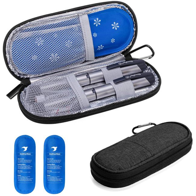 Insulin Cooler Travel Case Diabetic Medication Organizer with 2 Ice Packs for I