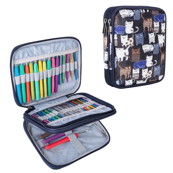 Teamoy Organiser Case for Interchangeable Circular Knitting Needles, Ergonomic Crochet Hooks, Aluminum Crochet Hooks, Knitting Accessories and More