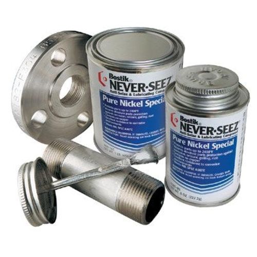 Never-Seez NSBT-16N Silver Pure Nickel Special Anti-Seize Compound, -297 Degree F Lower Temperature Rating to 2400 Degree F Upper Temperature Rating, 1 lb. Brush Top Can