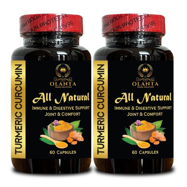 Turmeric Curcumin Supplement - Antioxidant Wellness Boost - 2 Bot 120 Capsules