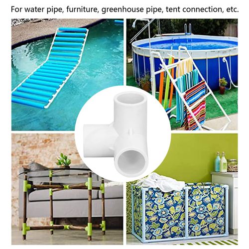 10PCS 3 Way Pipe Fittings PVC Plastic 90 Degree Elbow Right Angle Tee Corner Connector 20mm Inner Diameter for Water Pipes Furniture Greenhouse (White)