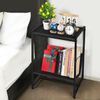 2 Tier End Table Record Player Stand w/Wheel Turntable Stand Vinyl Records Shelf