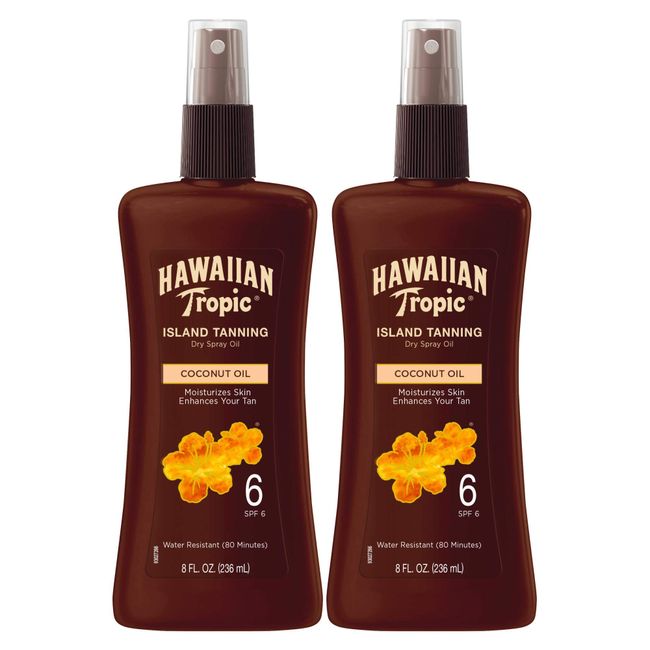 Hawaiian Tropic Dark Tanning Oil, Spray Pump, SPF 6, 8 Ounces, 2 Count (Pack of 1)