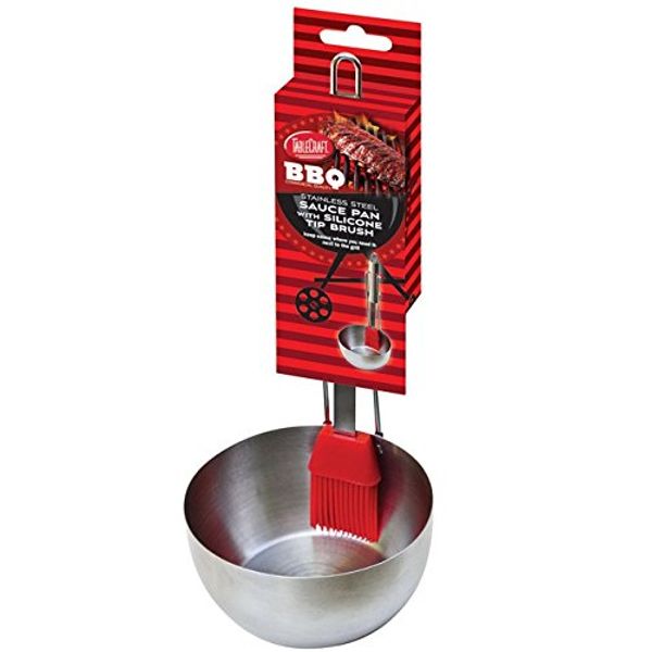 TableCraft Products BBQPBR BBQ Brush with Stainless Steel Sauce Pan