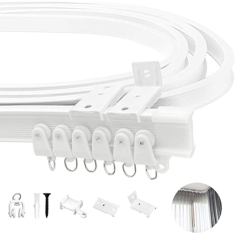 Nricrlus Curtain Rail, Bend, Bay Window, For Cars, Ceiling, Wall ...