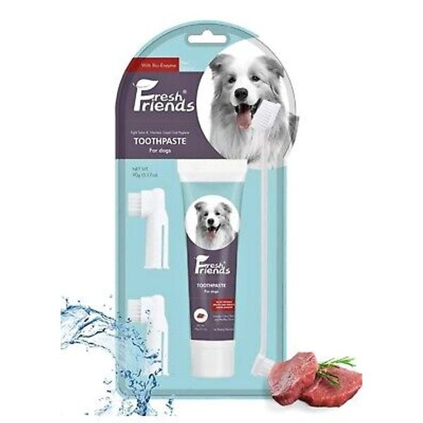 Fresh Friends Enzymatic Dog Tooth Brushing Kit | Dog Toothbrush and Toothpast...