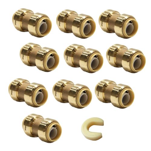 (Pack of 10) EFIELD 1/2 Inch Straight Coupling Push-Fit Fitting to Connect Pex, Copper, CPVC with a Disconnect Tool