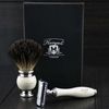 Vintage Replacement Bare Blade Safety Razor Badger Shaving Brush Gift Set Kit