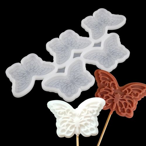 mostsom 2pcs/lot Butterfly Epoxy Resin Silicone Mold Lollipop Chocolate Cake Mould Fondant Cake Decorating Tool Kitchen Accessories (A_ Butterfly)