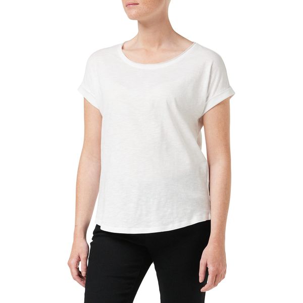 Build Your Brand Women's Ladies Long Slub Tee T-Shirt, White, M