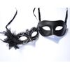 FHS Silver & Men Black - His & Hers Venetian Masquerade Masks for Couples