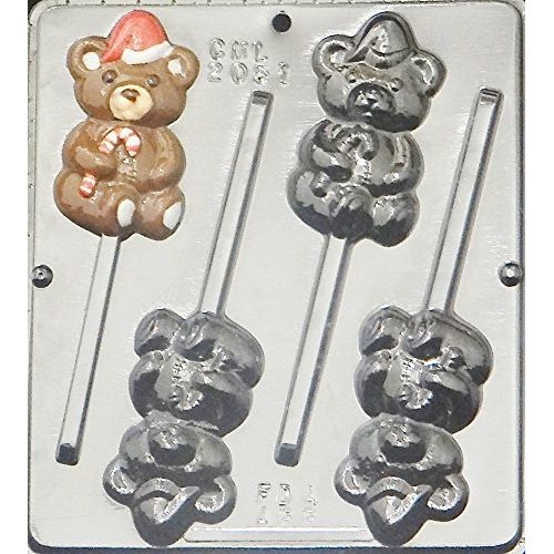 Teddy Bear with Candy Cane Lollipop Lollipops Chocolate Candy Mold Christmas 2051