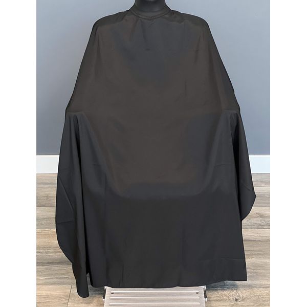 TRU BARBER Silicone neck cape, 100% Polyester, light weight cape and Waterproof, Professional Cape with Snap Closure Hair Salon Cutting Cape, Barber Cape, Barbershop cape, no logo 50" x 58” (Black)