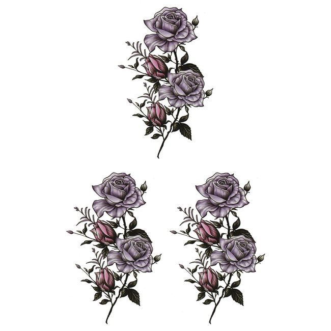 KING HORSE hm1145 Tattoo Sticker Rose [Regular Size, Pack of 3], hm1145-3