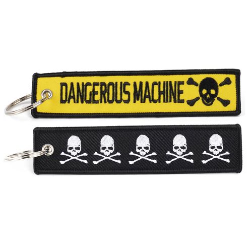 x xotic tech 2pcs Dangerous Machine and 5 Skulls Keychain Tag with Key Ring for Motorcycles, ATV utv, Cars, Backpack, Keys Tag Lock Luggage Scooters Embroidered Accessory
