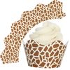 Giraffe Print Cupcake Wrappers Wraps Collars - 12Pk