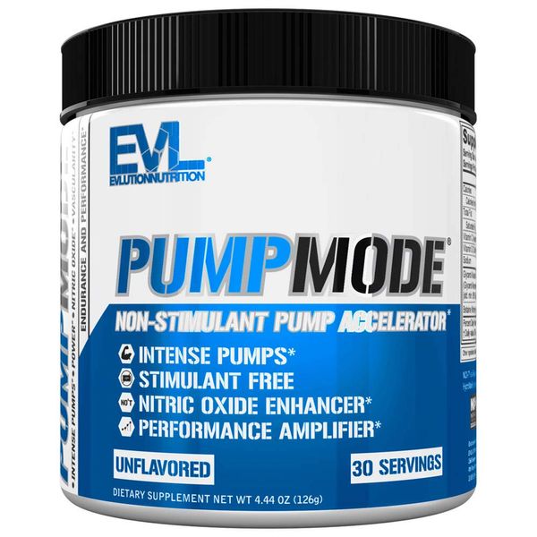 EVL PumpMode Nitric Oxide Supplement - Nitric Oxide Booster Pump Pre Workout Powder with Glycerol and Betaine for Muscle Recovery Growth and Endurance - Stim Free Pre Workout Drink (Unflavored)