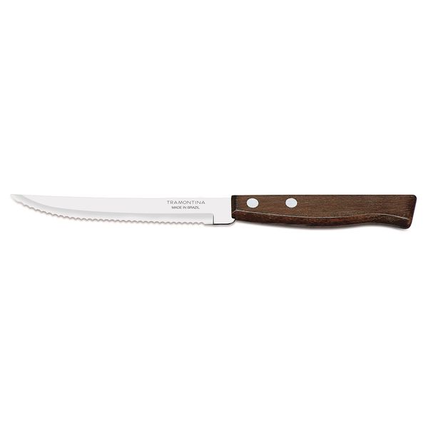 Tramontina 22200/405 TRAMONTINA Wooden Handle Steak Knife, Traditional 8.3 inches (21 cm), Lightweight, Natural Wood, Made in Brazil