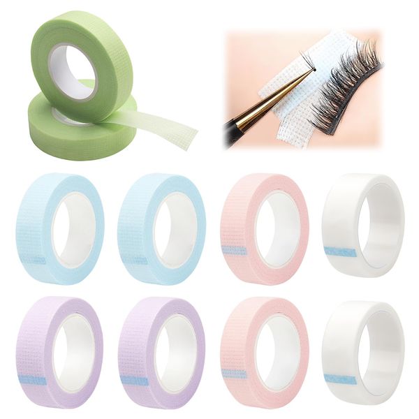 10 Rolls Eyelash Tape, Lash Adhesive Tape Makeup, Tape for Eyeshadow Breathable Micropore Tape for Lash Extensions, Lash Beauty Auxiliary Tools (Pink Blue Green Purple White)