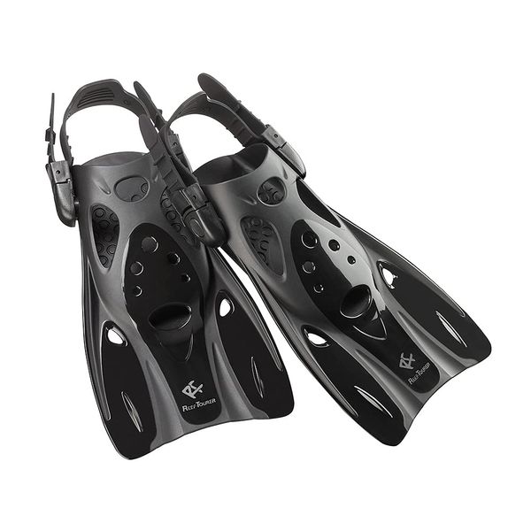 Reef Tourer RF0106P Snorkeling Fins, Foot Fins, Strap Fins, Black, Size M