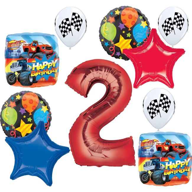 Blaze and the Monster Machines Party Supplies 2nd Birthday Balloon Bouquet Decorations