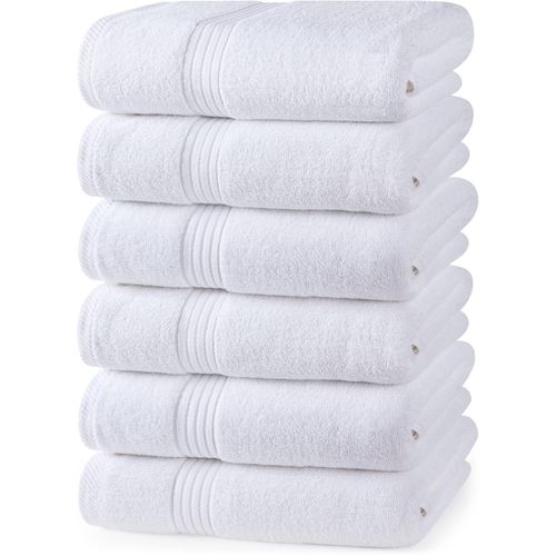 Utopia Towels 6 Piece Premium Hand Towels Set, (16 x 28 inches) 100% Ring Spun Cotton, Lightweight and Highly Absorbent Towels for Bathroom, Travel, Camp, Hotel, and Spa (White)