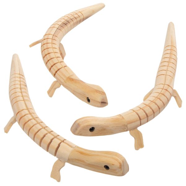 Baker Ross EF609 Flexible Wooden Lizards Craft Project — Ideal for Kids' Arts and Crafts, Gifts, Keepsakes and More (Pack of 3), 22 cm Long