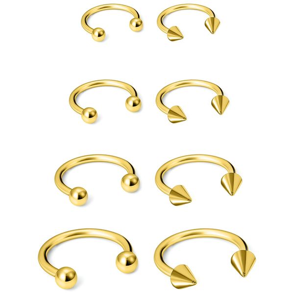 Ovxznts 16G Surgical Steel Nose Septum Rings Gold Septum Ring Horseshoe Hoop Earring Eyebrow Tragus Helix Lip Rings Piercing Jewelry Ball Spike