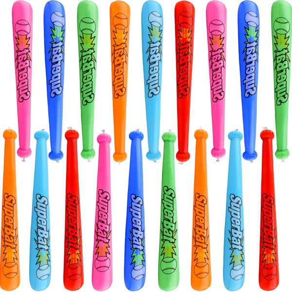 Sonarun 18 Pack 31.5 Inch Inflatable Baseball Bats Blow Up Baseball Bat Inflatable Toy Bat Inflates for Kids Carnival Birthday Baseball Theme Party Supplies, 6 Colors